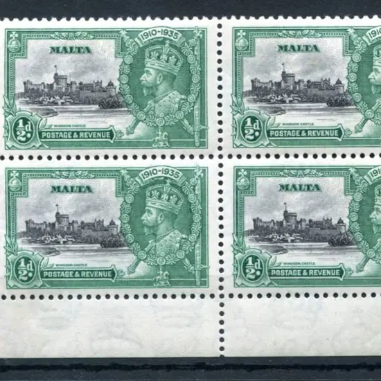 Malta 1935 ½d Silver Jubilee in lower left corner ...
