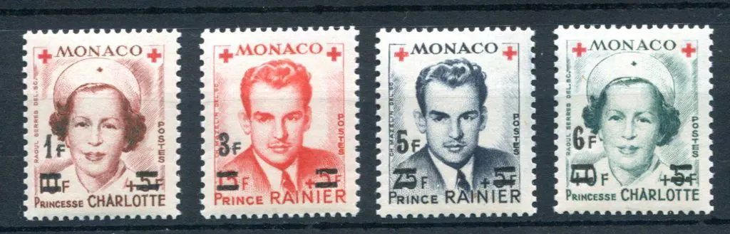 Monaco 1951 Red Cross surcharges set of 4. Fresh ... Image 1++