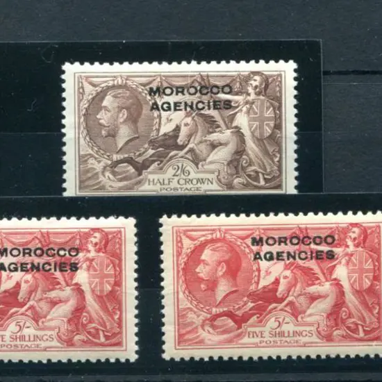 Morocco Agencies 1935/37 2/6d & 5/- re-engraved ...