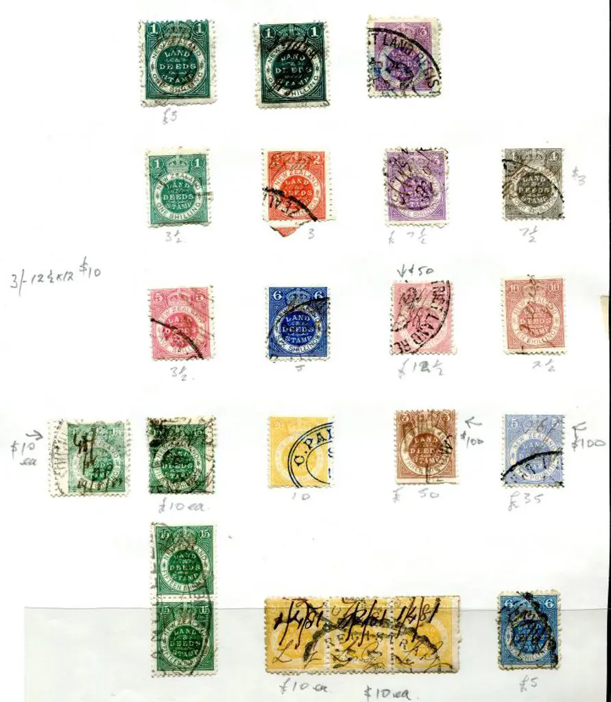 New Zealand "Land Deeds" 1/- (2) & 3/- large ... Image 1++