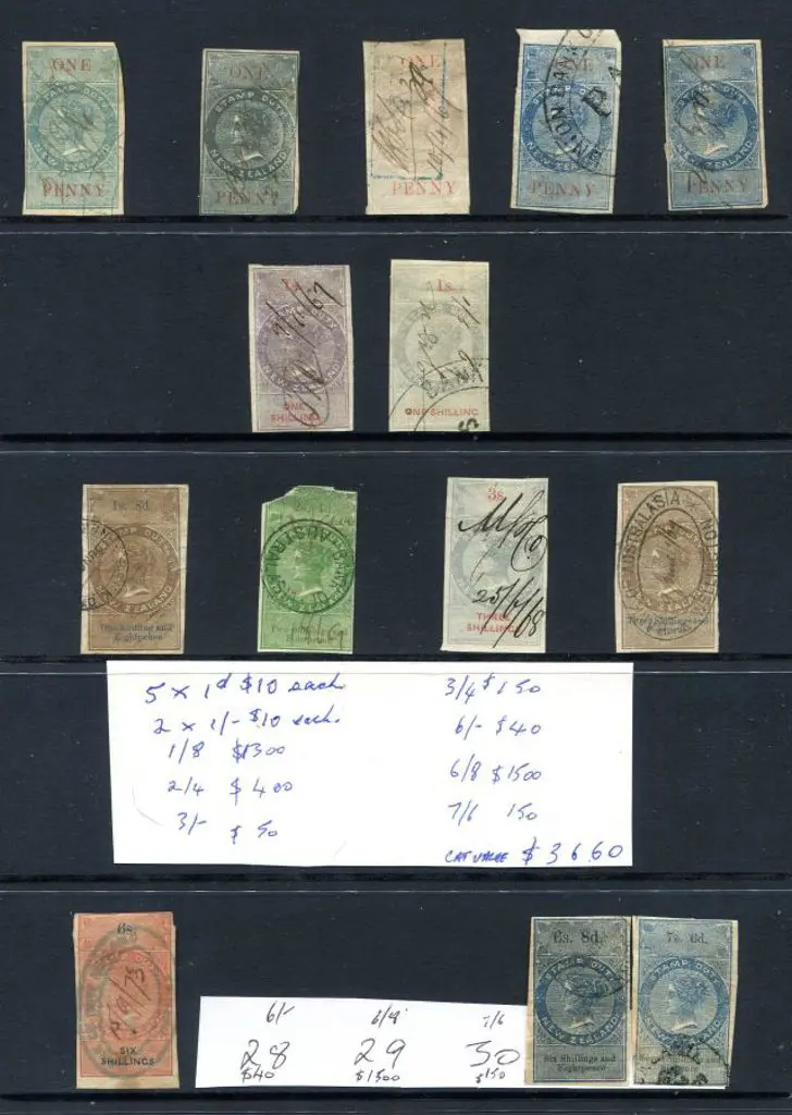 New Zealand QV imperf "Stamp Duty" types off paper ... Image 1++