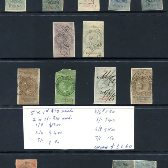 New Zealand QV imperf "Stamp Duty" types off paper ...