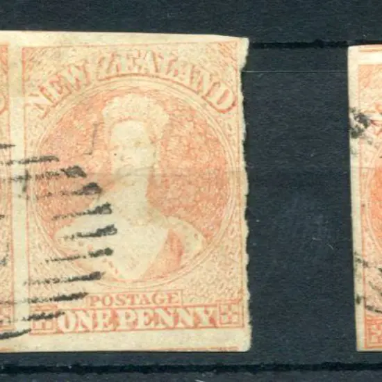 New Zealand 1857/63 1d dull orange horiz imperf ...