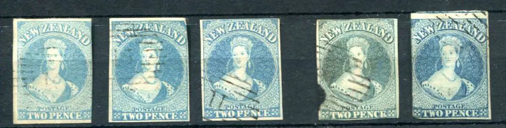 New Zealand 1857/63 2d pale blue, blue & deep dull ... Image 1++