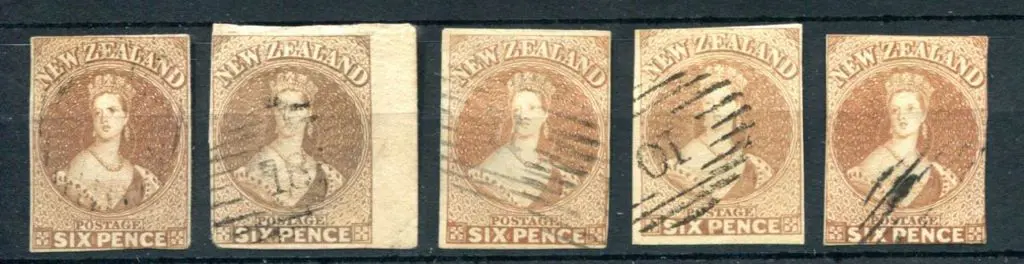 New Zealand 1857/63 6d brown x 2, pale brown x 2 & ... Image 1++