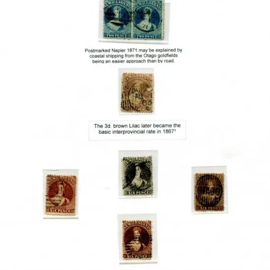 New Zealand 1862/64 2d blue pair, 3d single ...