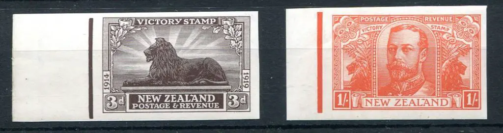 New Zealand 1920 3d & 1/- Victory in left marginal ... Image 1++
