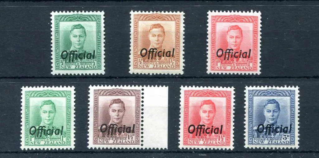 New Zealand 1938/51 ½d to 3d Officials with 1½d ... Image 1++