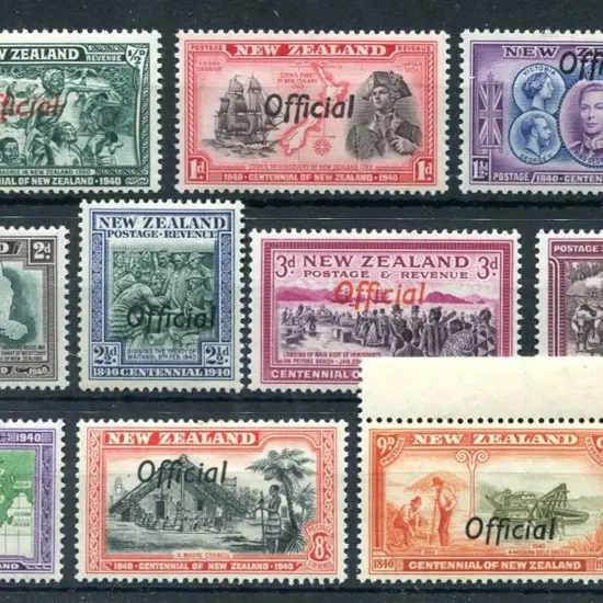 New Zealand 1940 ½d to 1/- Centennial Officials. ...