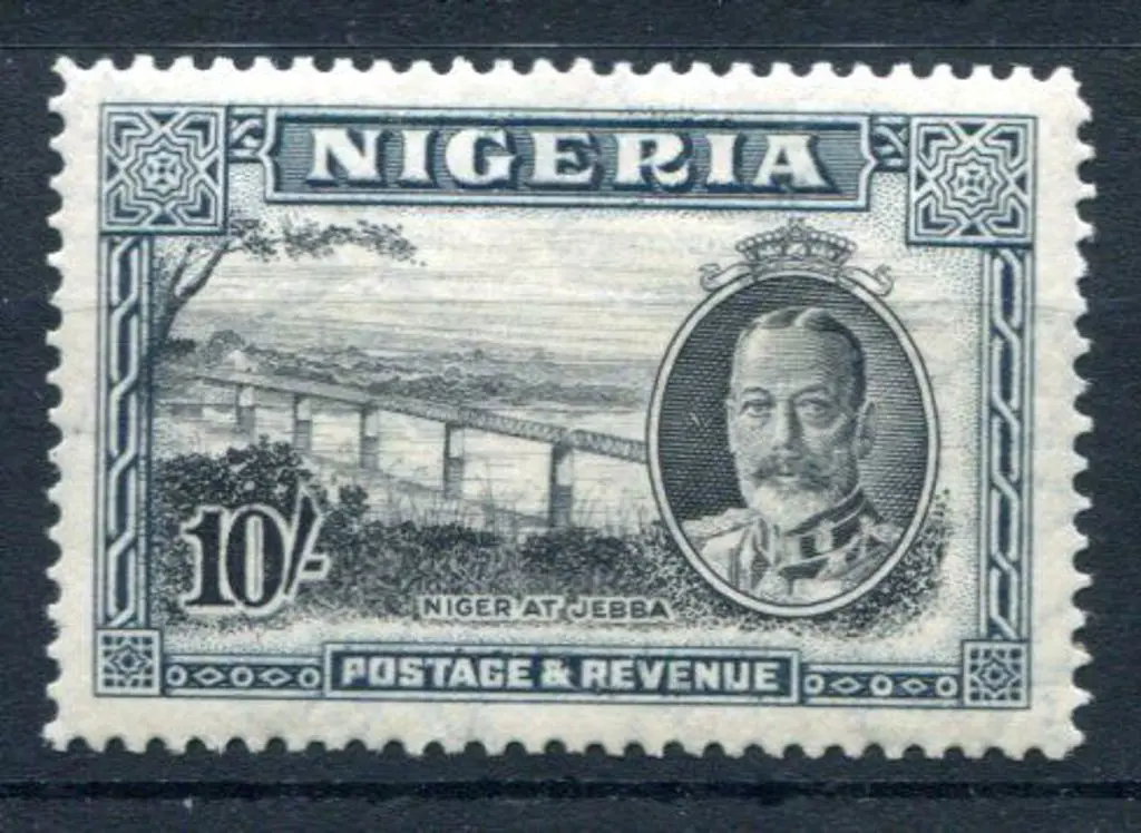 Nigeria 1936 10/- black & grey Niger at Jebba. ... Image 1++