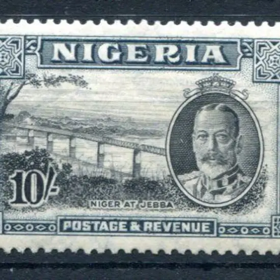 Nigeria 1936 10/- black & grey Niger at Jebba. ...