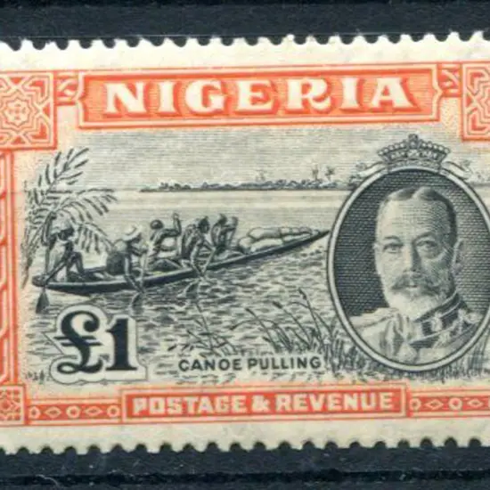Nigeria 1937 £1 black & orange Canoe Pulling. Fine ...
