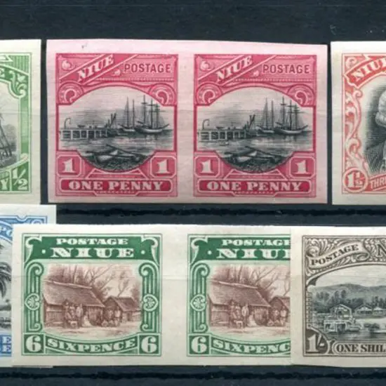Niue 1920 ½d to 1/- Pictorials in imperf plate ...