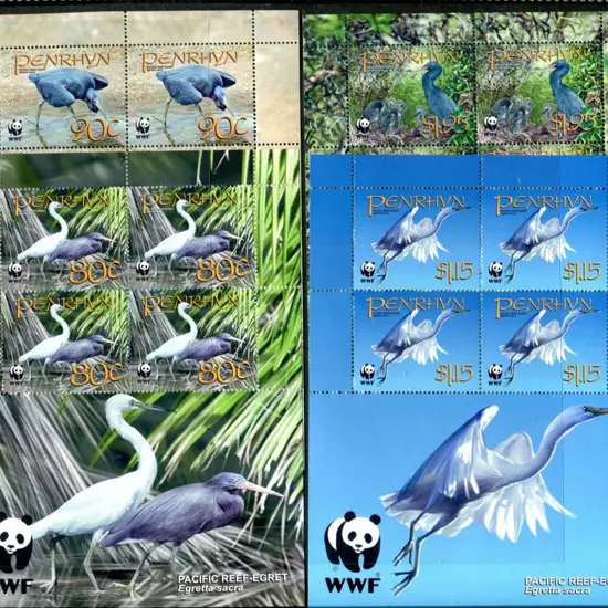 Penrhyn 2008 WWF Reef Egret Birds set of 4 in ...