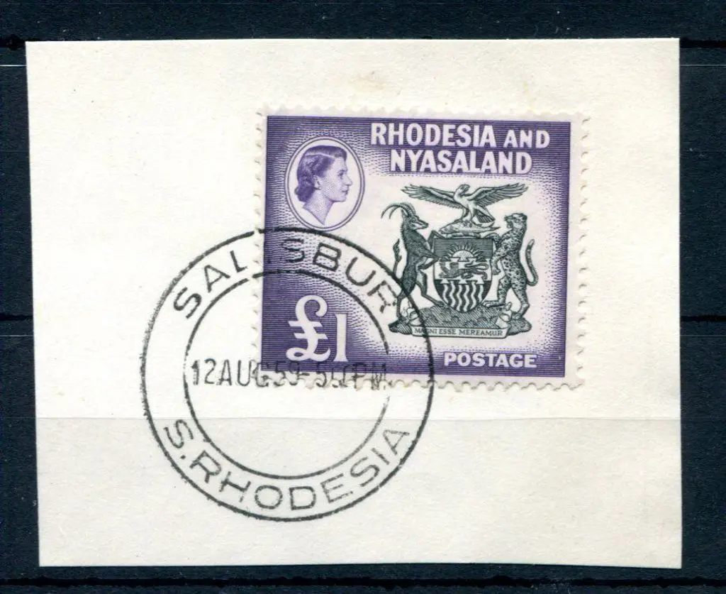 Rhodesia & Nyasaland 1959 £1 black & deep violet ... Image 1++