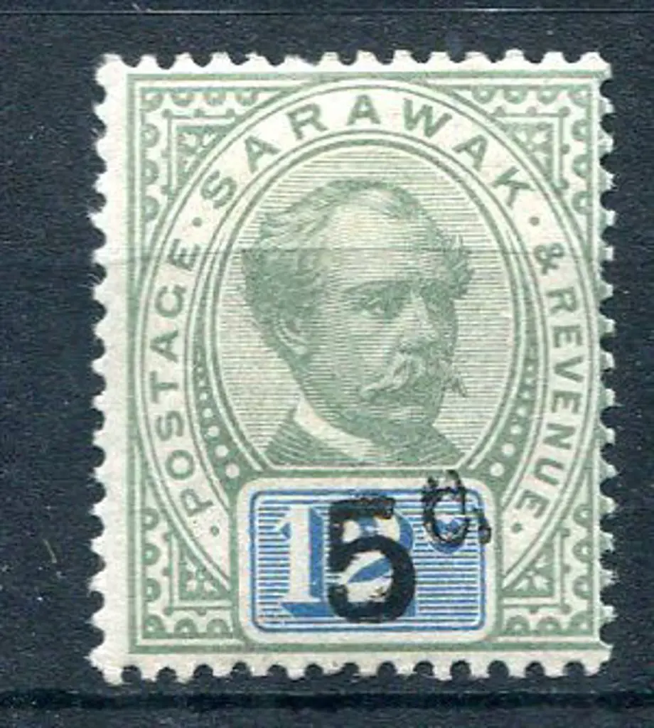 San Marino Sarawak 1889/92 "5¢" surcharge" on 12¢ ... Image 1++