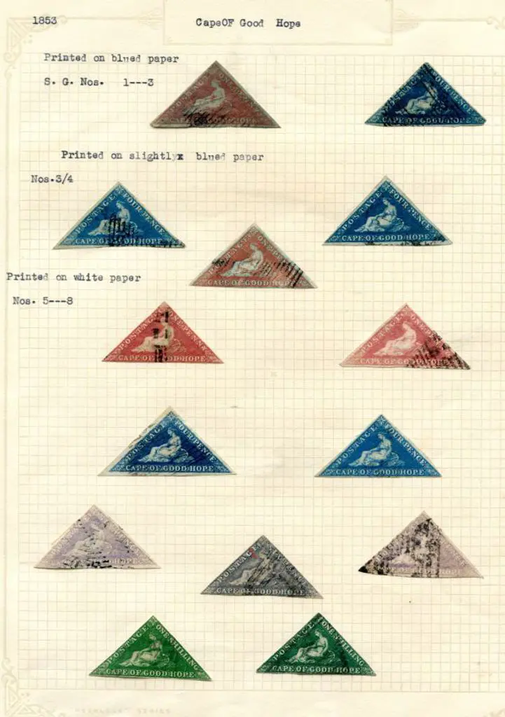 South Africa-Cape of Good Hope 1853 1d & 4d on ... Image 1++