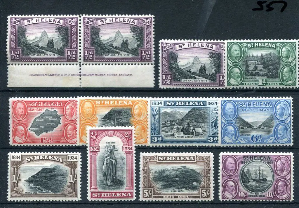 St Helena 1934 Centenary set to 10/-, plus ½d ... Image 1++