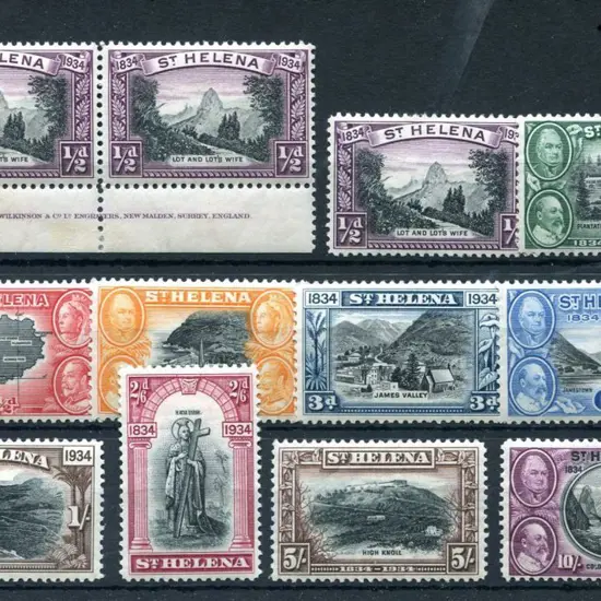 St Helena 1934 Centenary set to 10/-, plus ½d ...
