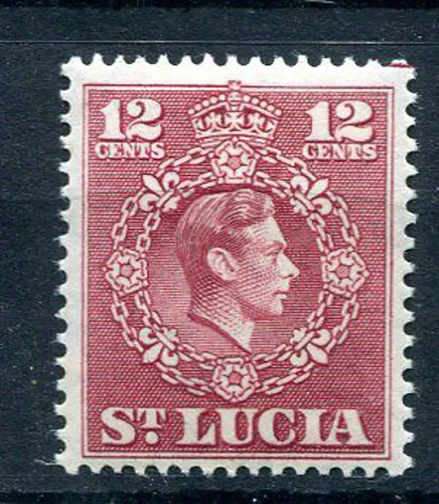 St Lucia 1949/50 12¢ claret, perf.14½x14. Fresh ... Image 1++