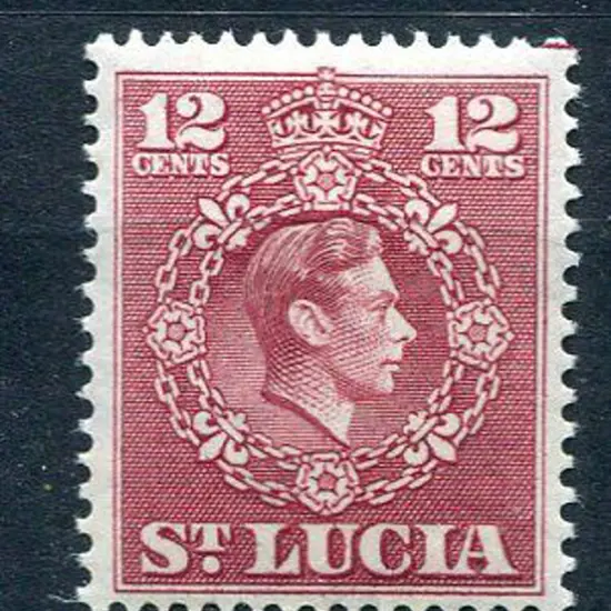 St Lucia 1949/50 12¢ claret, perf.14½x14. Fresh ...