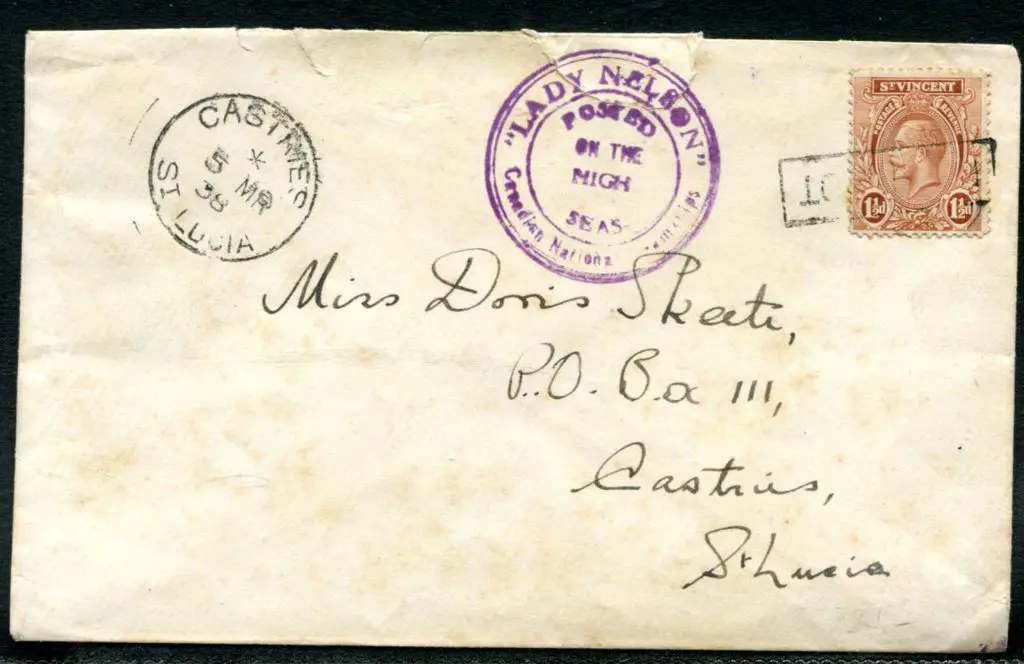 St Vincent 1938 env addressed to St Lucia with 1½d ... Image 1++