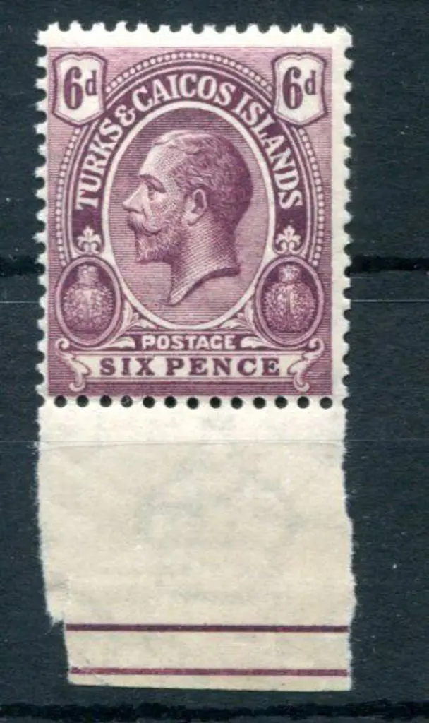 Turks & Caicos 1921 6d KGV with wmk reversed. ... Image 1++