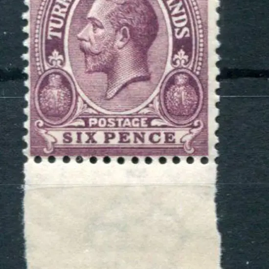 Turks & Caicos 1921 6d KGV with wmk reversed. ...