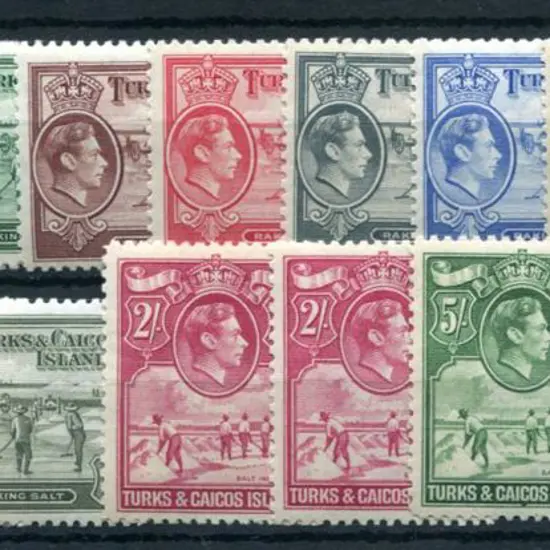 Turks & Caicos 1938/45 KGVI defins incl ½d, 2/- & ...