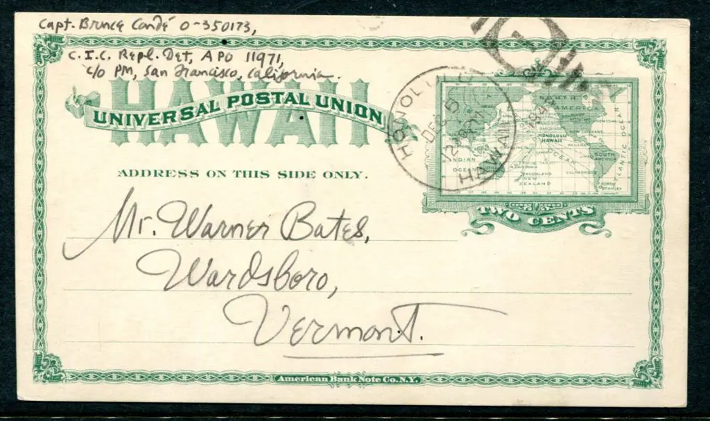 USA-Hawaii 1945 2¢ "Pacific Map" in green UPU ... Image 1++