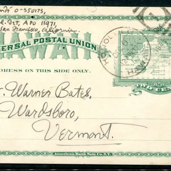 USA-Hawaii 1945 2¢ "Pacific Map" in green UPU ...