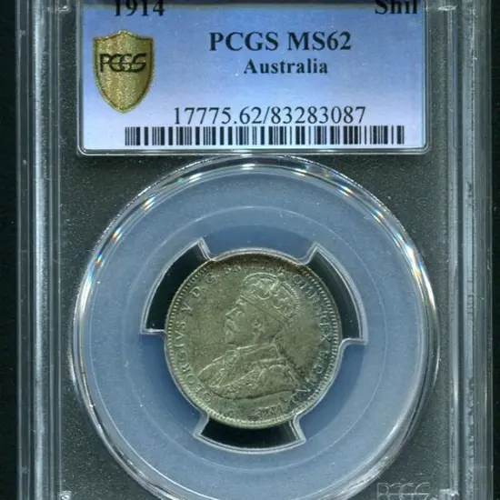 1914 Shilling. PCGS slabbed MS62