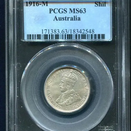 1916 (M) Shilling. PCGS slabbed MS63