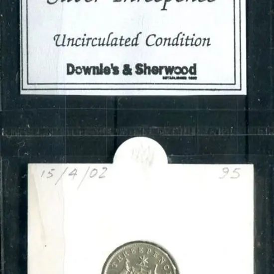 1936 Threepence in Downies wallet. Unc Retail $120