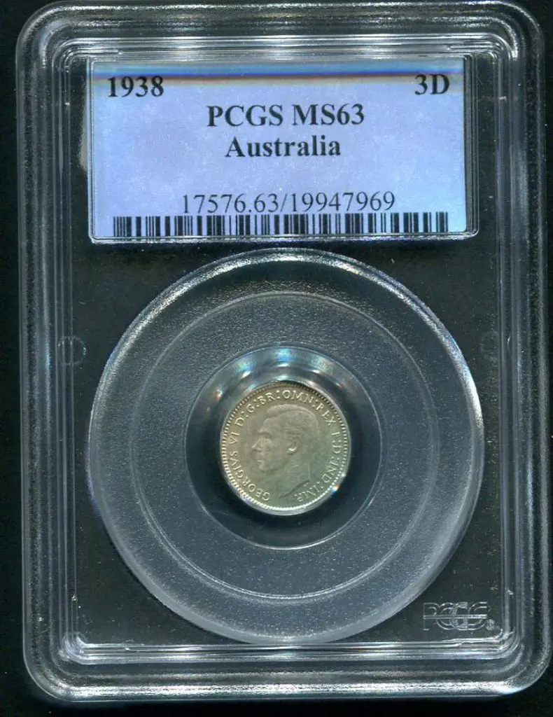 1938 Threepence. PCGS slabbed MS63 Image 1++