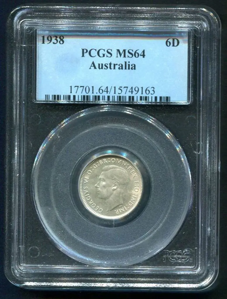 1938 Sixpence PCGS slabbed MS64 Image 1++
