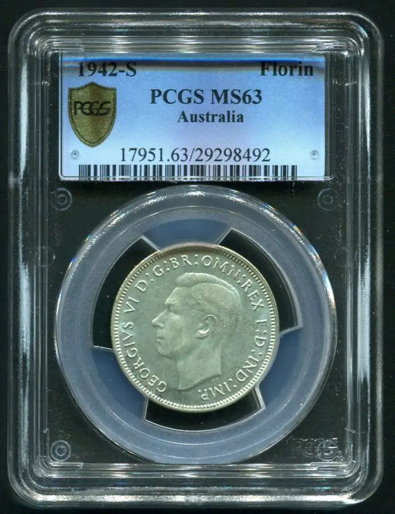1942 (S) Florin. PCGS slabbed MS63 Image 1++