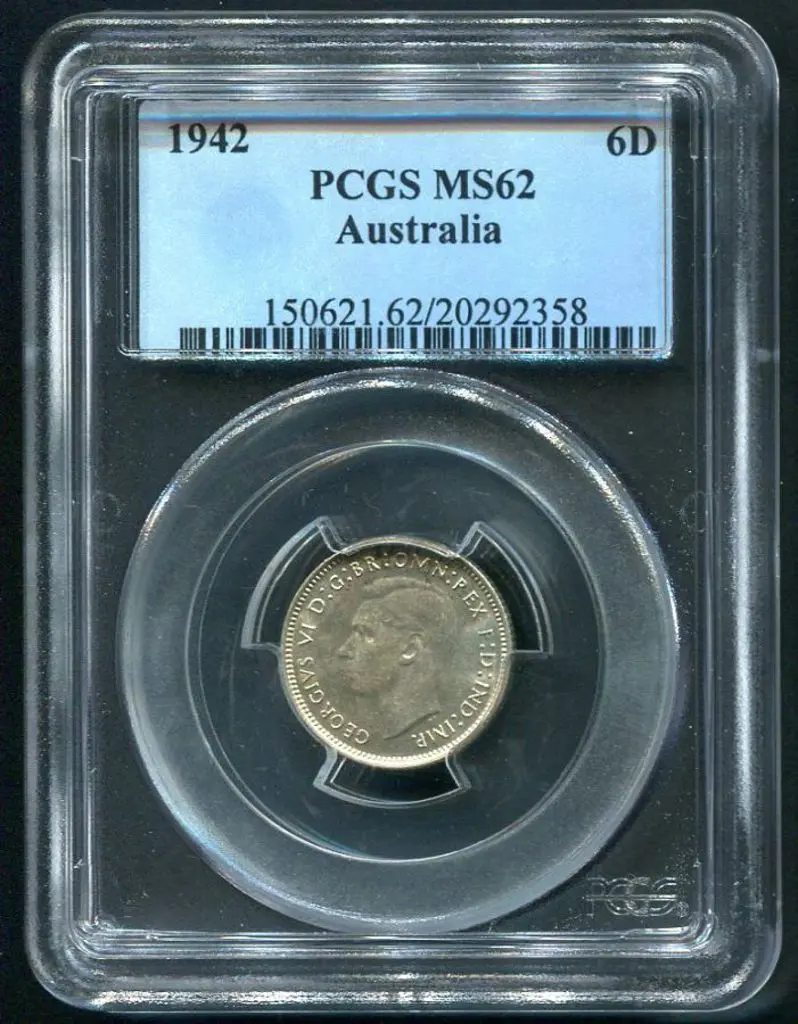 1942 Sixpence. PCGS slabbed MS62 Image 1++
