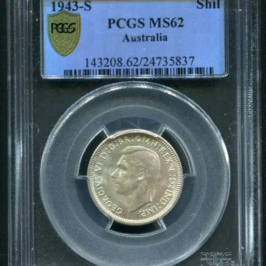 1943 (S) Shilling. PCGS slabbed MS62