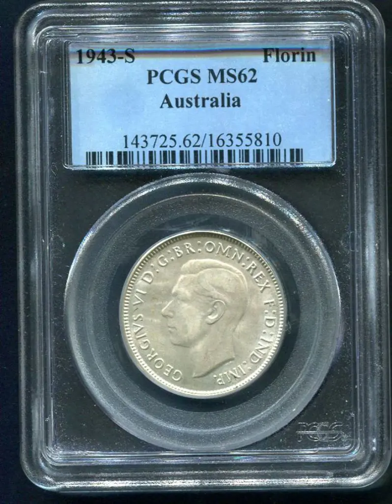 1943 (S) Florin. PCGS slabbed MS62 Image 1++