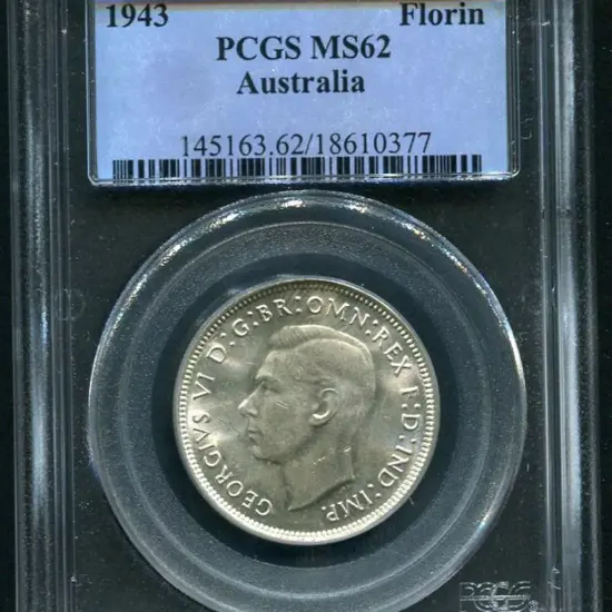 1943 Florin. PCGS slabbed MS62