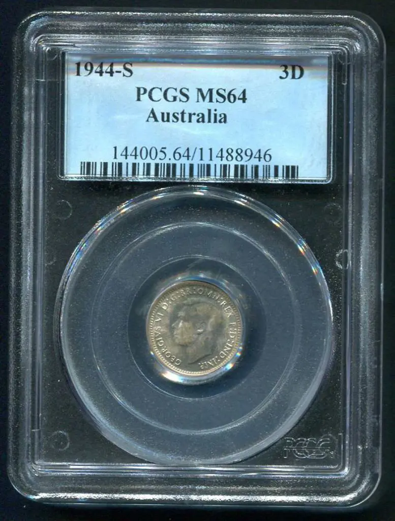 1944 (S) Threepence. PCGS slabbed MS64 Image 1++