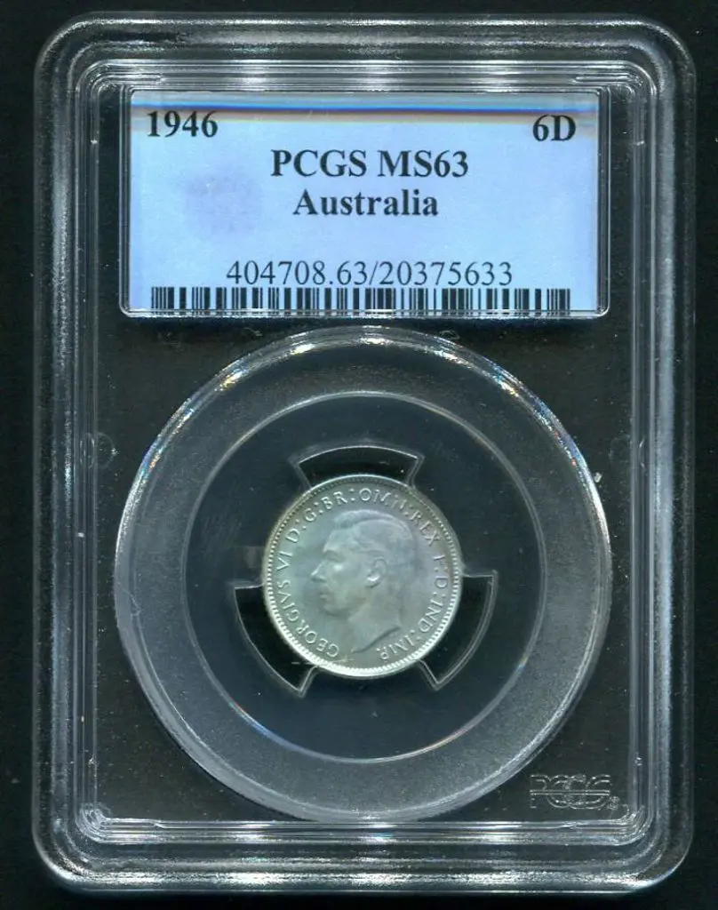 1946 Sixpence. PCGS slabbed MS63 Image 1++