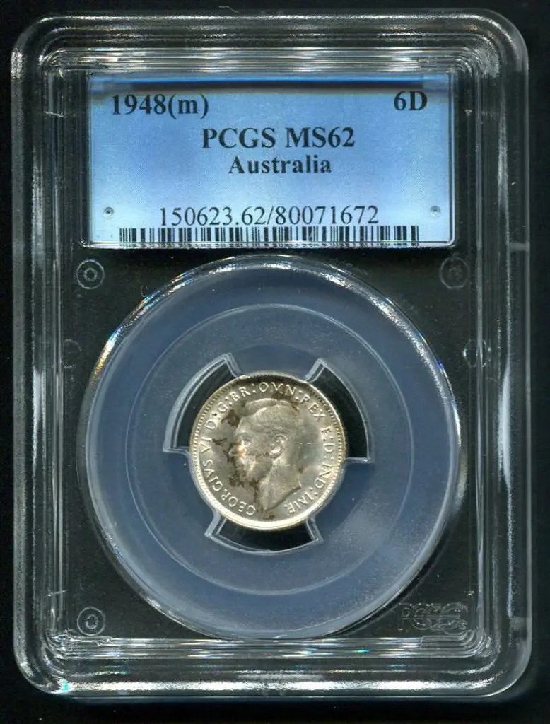 1948 (M) Sixpence. PCGS slabbed MS62 Image 1++