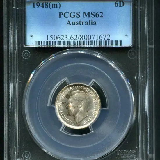 1948 (M) Sixpence. PCGS slabbed MS62