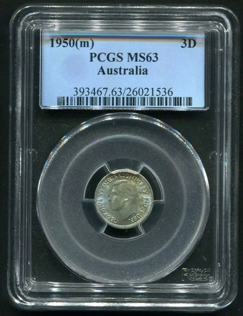 1950 (M) Threepence. PCGS slabbed MS63 Image 1++