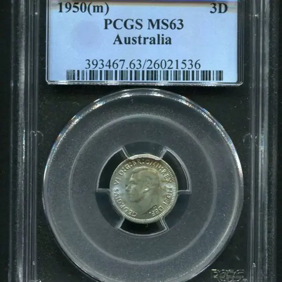1950 (M) Threepence. PCGS slabbed MS63