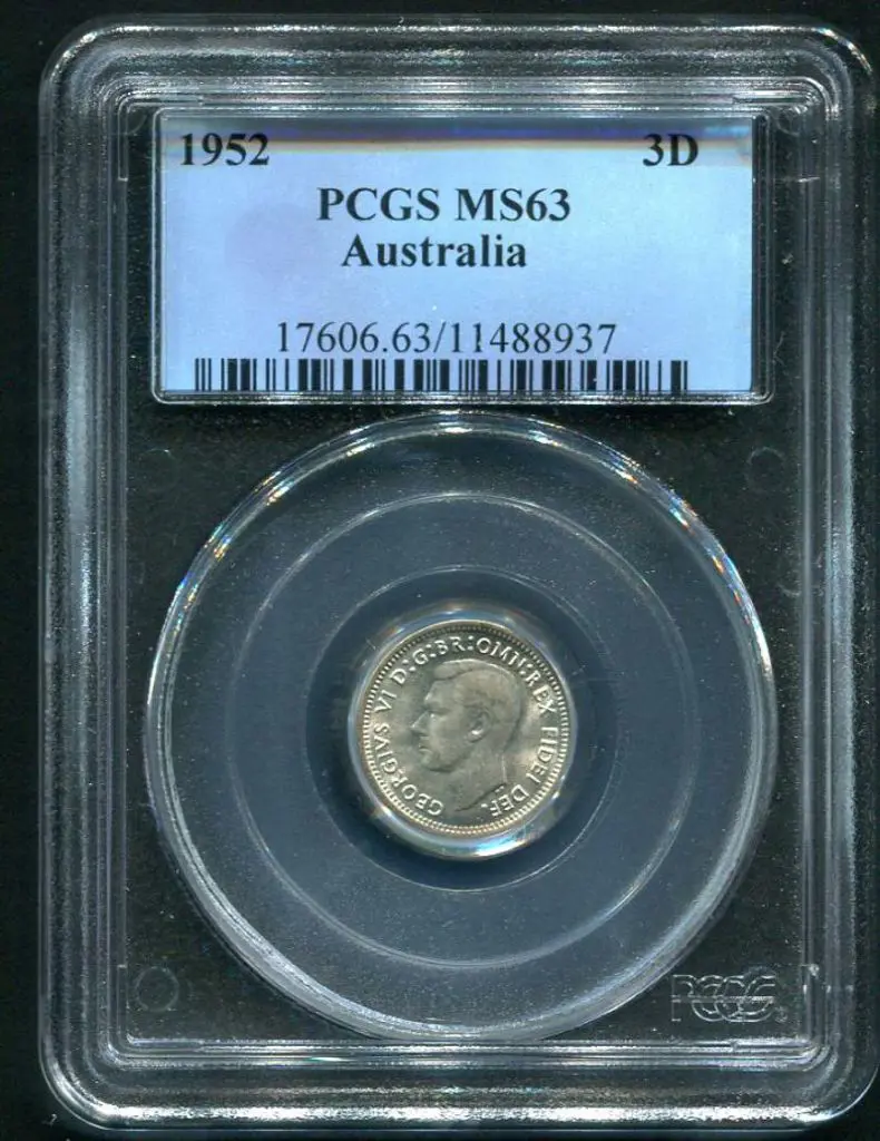 1952 Threepence. PCGS slabbed MS63 Image 1++