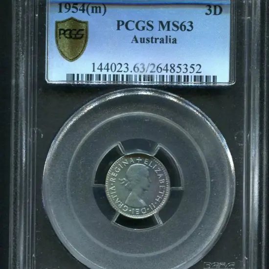 1954 (M) Threepence. PCGS slabbed MS63