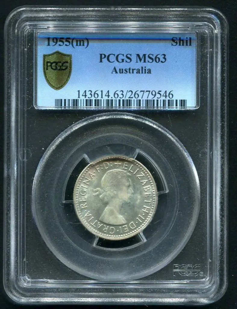 1955 (M) Shilling. PCGS slabbed MS63 Image 1++